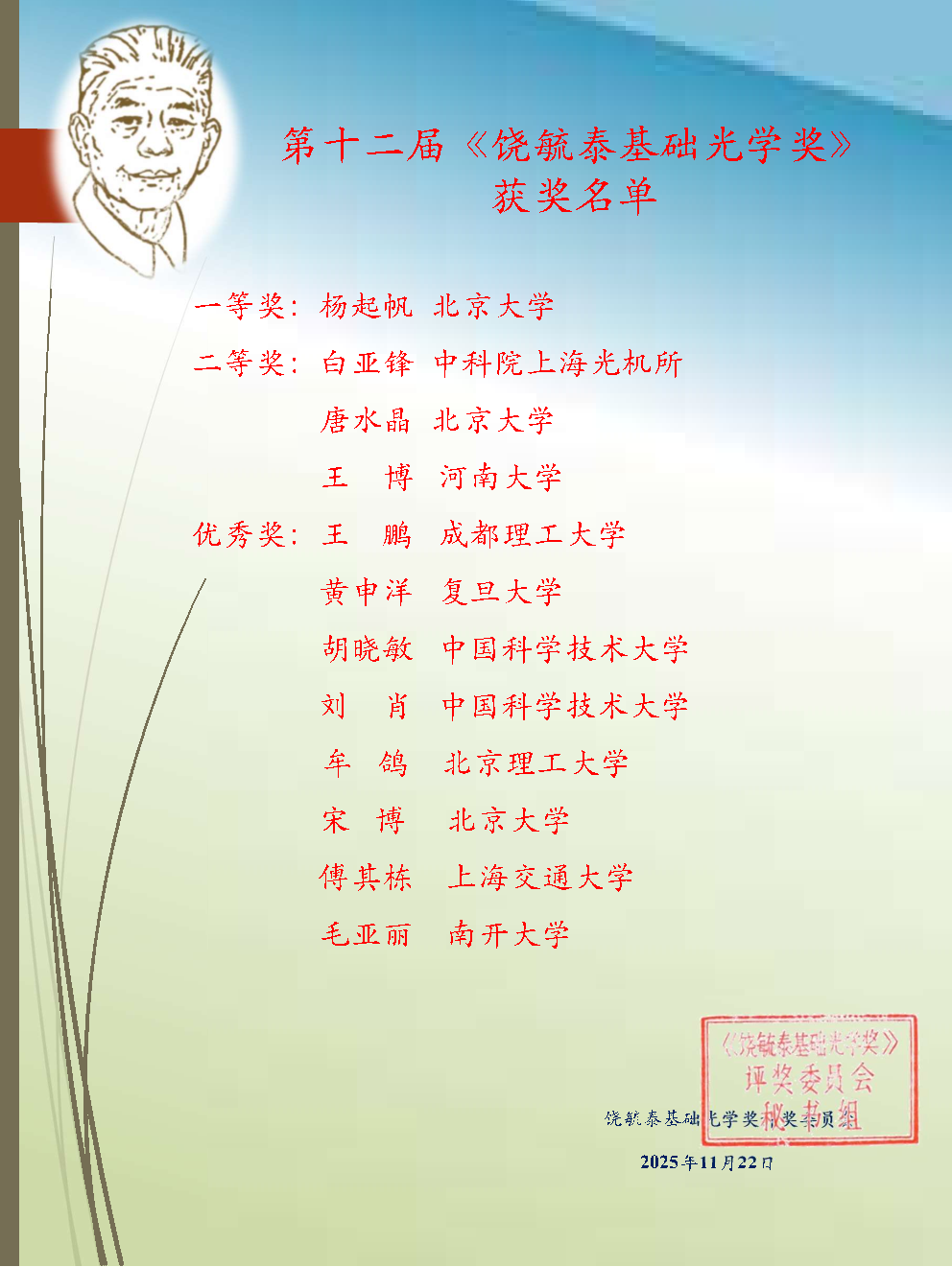 《饶毓泰基础光学奖》获奖者专题报告 | 第二十三届全国基础光学与光物理学术讨论会-北京大学-长三角光电科学研究院